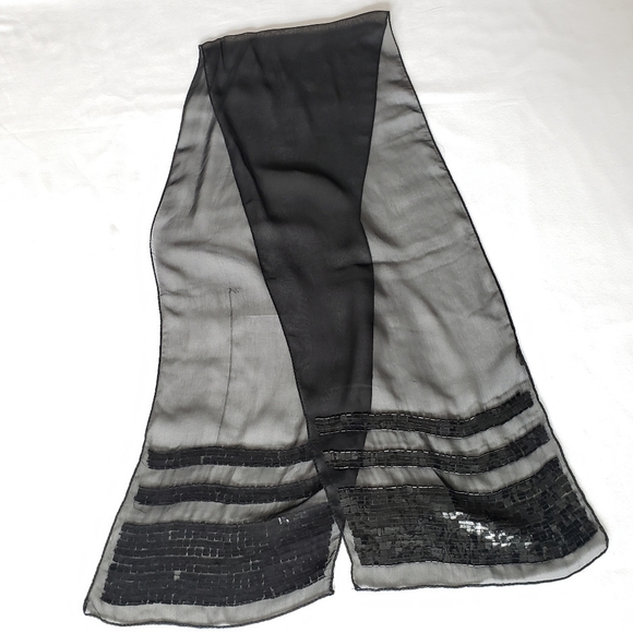 Sheer Black Sequined Scarf - Picture 6 of 6